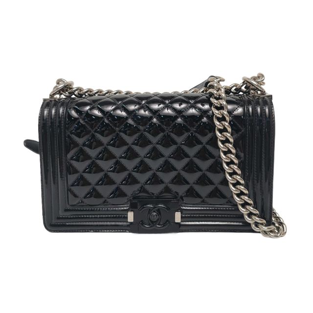 Chanel Boy Schultertasche, 25 cm, Schwarz, Artikel 917076367405, Lackleder