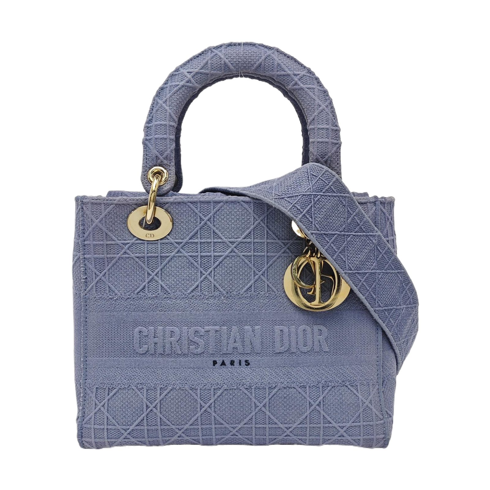 Dior Lady Handbag, 24 cm, blue, Canvas, photograph 1