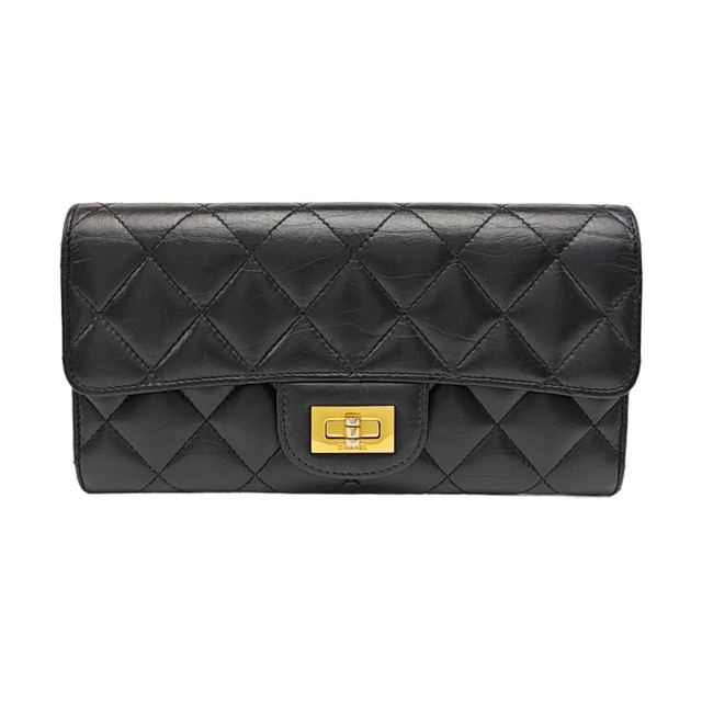 Chanel 2.55 Portemonnaie, 19.4 cm, Schwarz, Leder