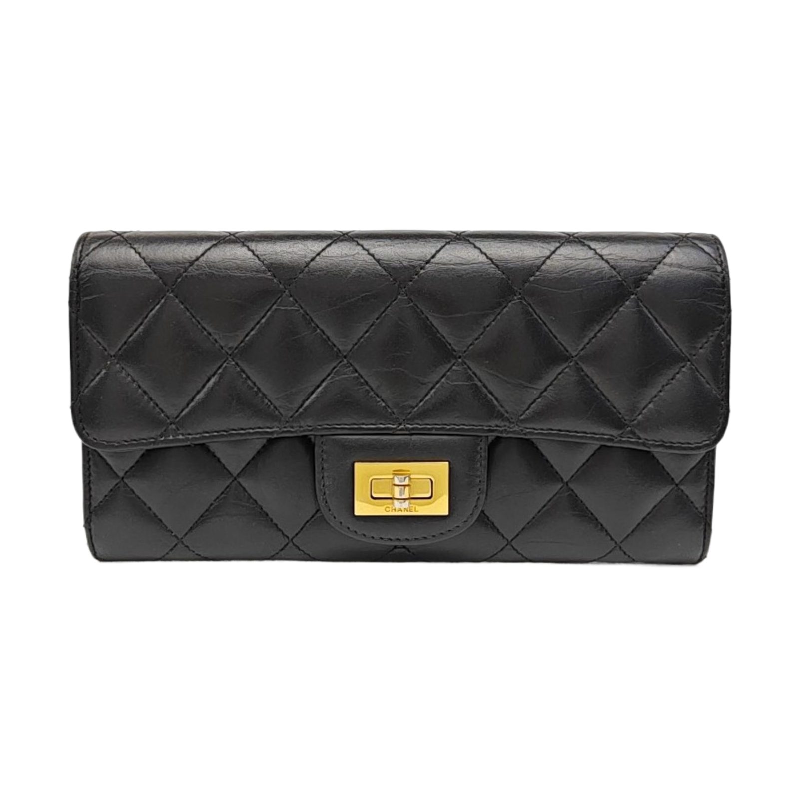Chanel 2.55 Wallet, 19.4 cm, black, Leather, photograph 1