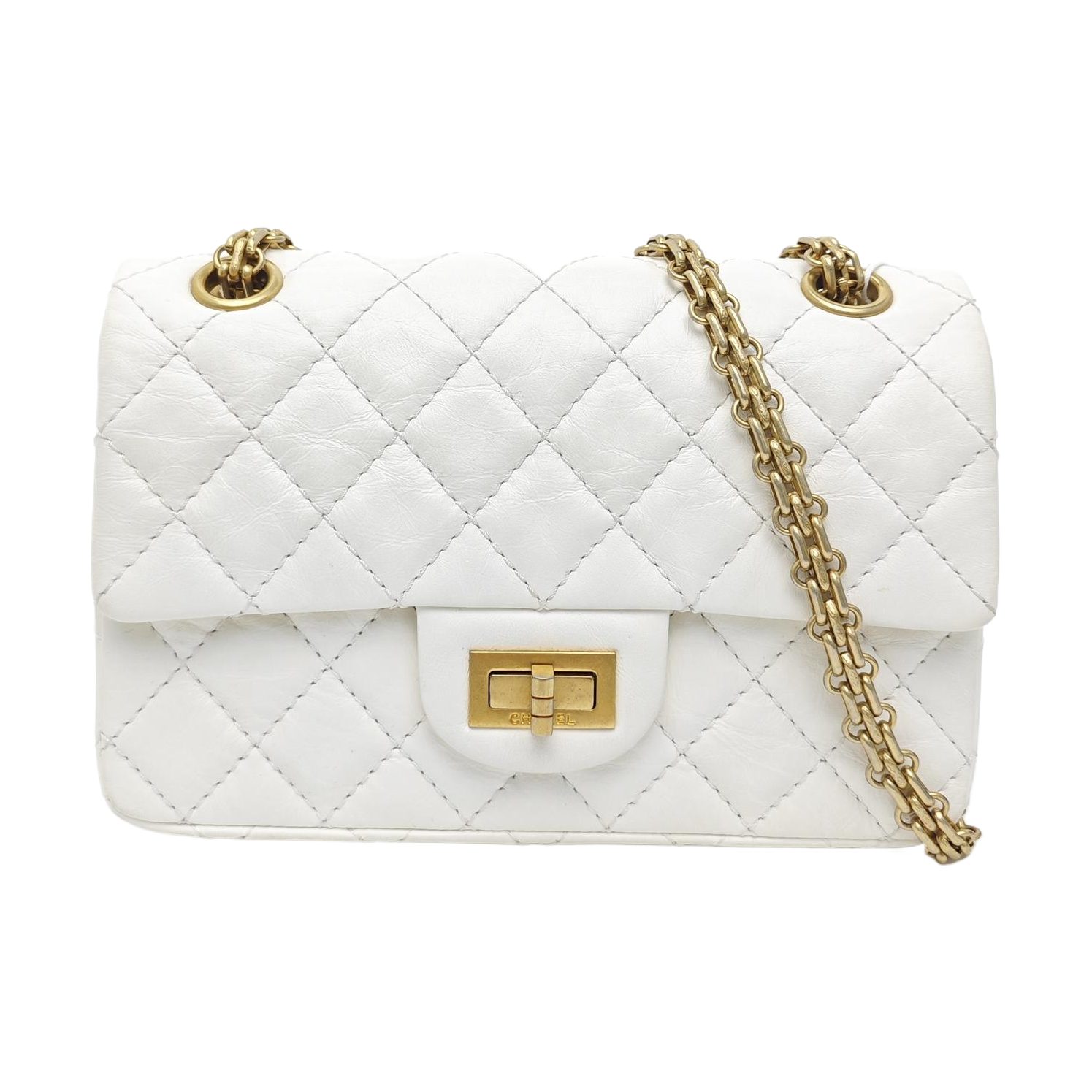 Chanel 2.55 Shoulder Bag, 20 cm, white, Leather, photograph 1