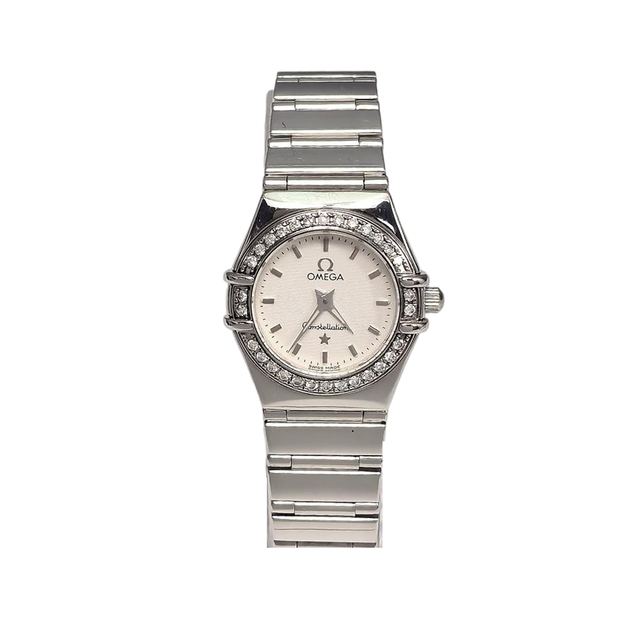 Omega Constellation Uhr, 22 mm, weißes Zifferblatt