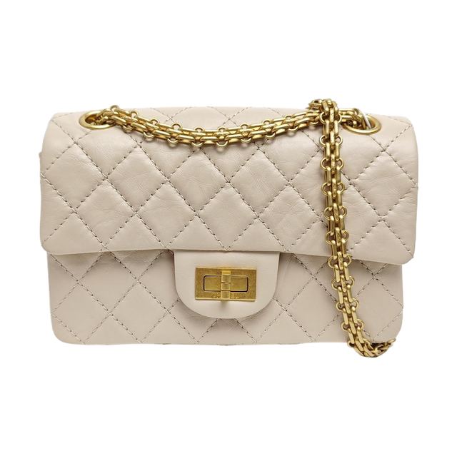 Chanel 2.55 Schultertasche, Beige, Leder