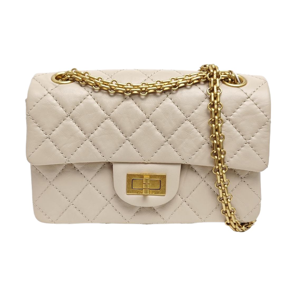 Chanel 2.55 Schultertasche, Beige, Leder, Fotografiere 1