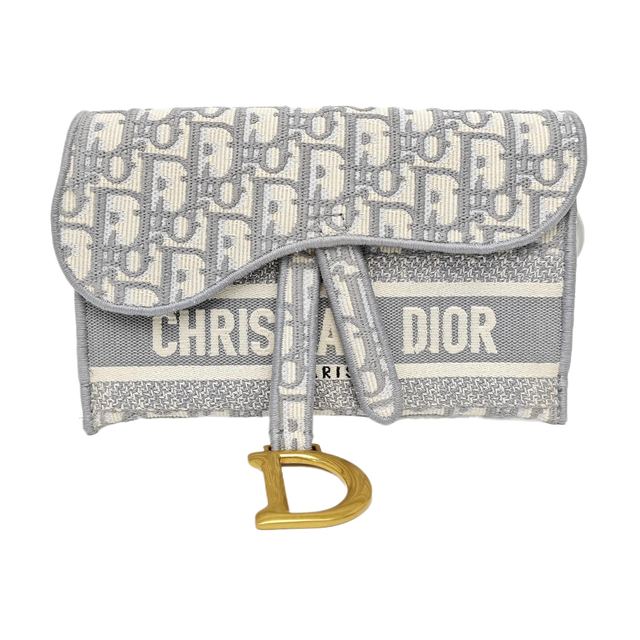 Dior Saddle Schultertasche, 22 cm, Grau, Canvas