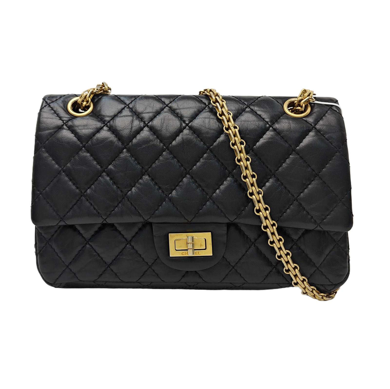 Chanel 2.55 Handtasche, 24 cm, Schwarz, Artikel 928814925076, Kalbsleder, Leder, Fotografiere 1