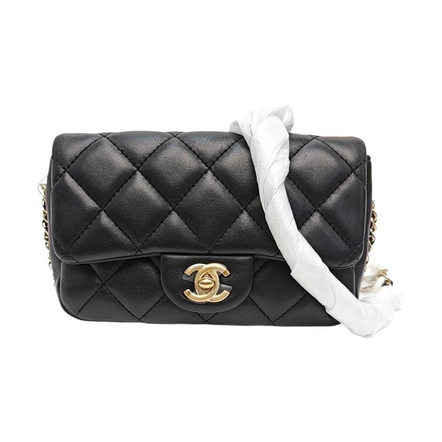 Chanel Classic Flap Schultertasche, 17 cm, Schwarz, Artikel 931313309916, Lammleder