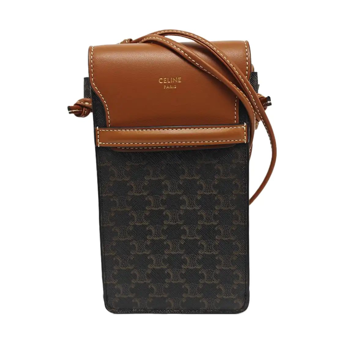 Celine Triomphe Schultertasche, 10 cm, Braun, Fotografiere 1
