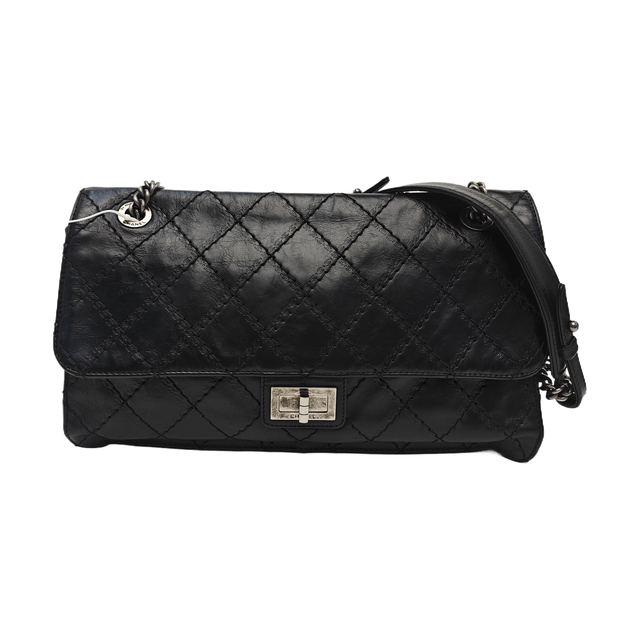 Chanel 2.55 Handtasche, 31 cm, Schwarz, Leder