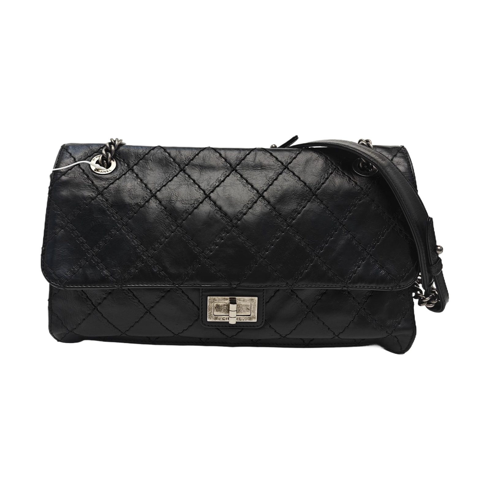 Chanel 2.55 Handtasche, 31 cm, Schwarz, Leder, Fotografiere 1