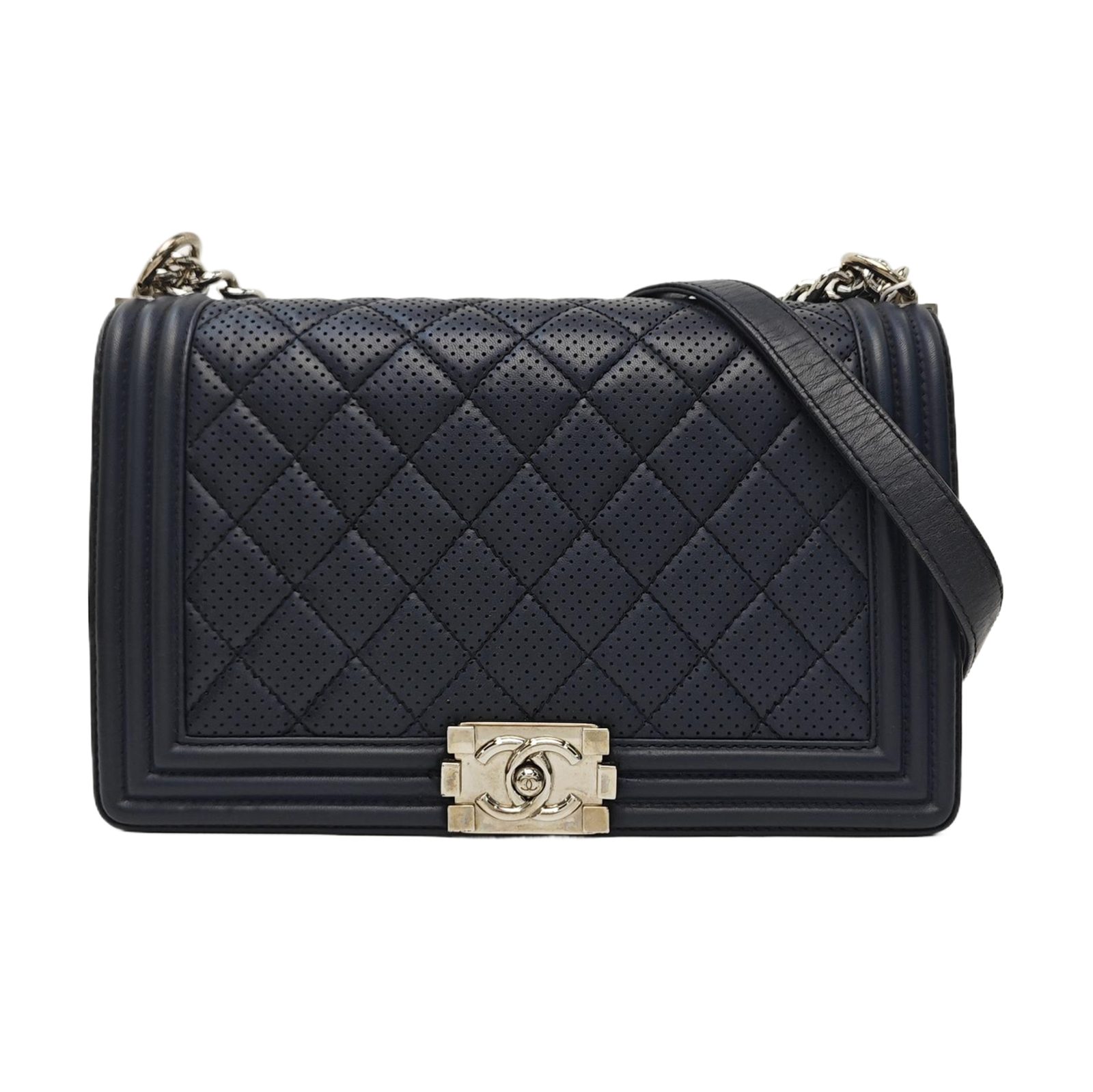 Chanel Boy Shoulder Bag, 28 cm, blue, Item 934154471997, Lambskin, photograph 1