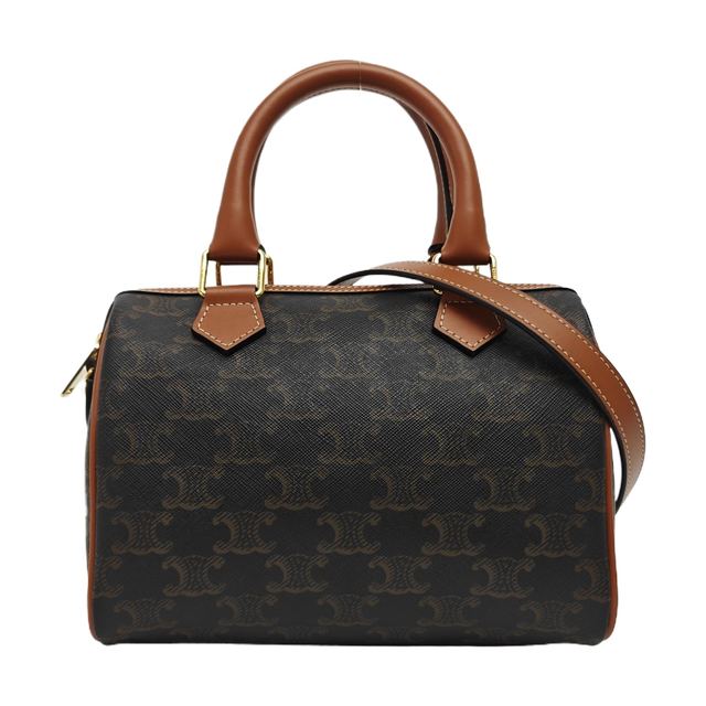 Celine Handtasche, 20 cm, Hellbraun, beschichtetes Canvas