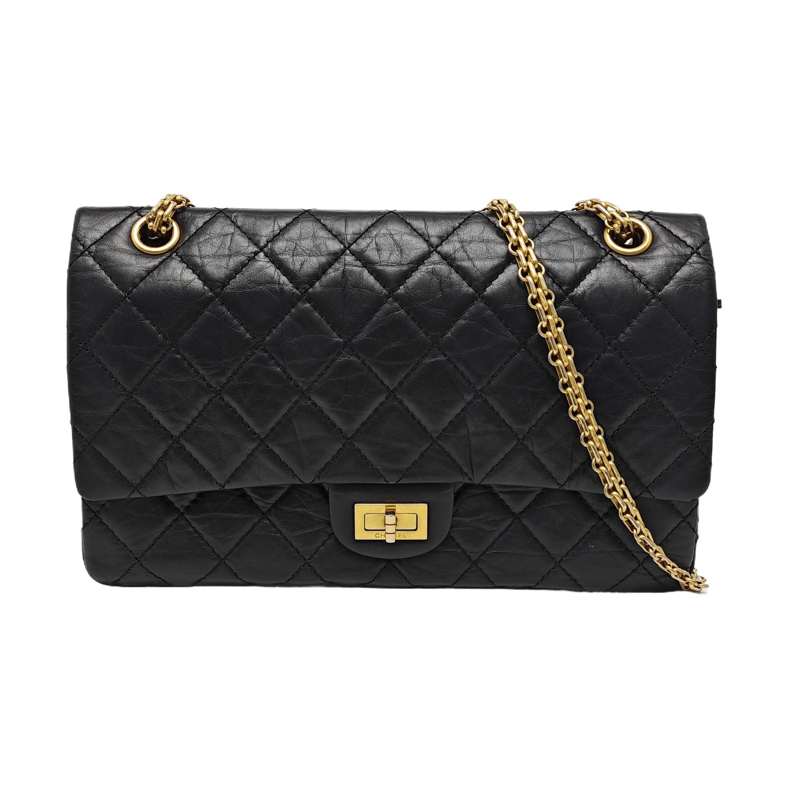 Chanel 2.55 Schultertasche, 28 cm, Schwarz, Artikel 934810814189, Leder, Fotografiere 1