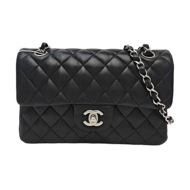 Chanel Classic Flap Schultertasche, 23.5 cm, Schwarz, Lammleder