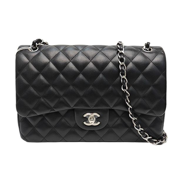 Chanel Classic Flap Schultertasche, 30 cm, Schwarz, Artikel 938103115102, Lammleder