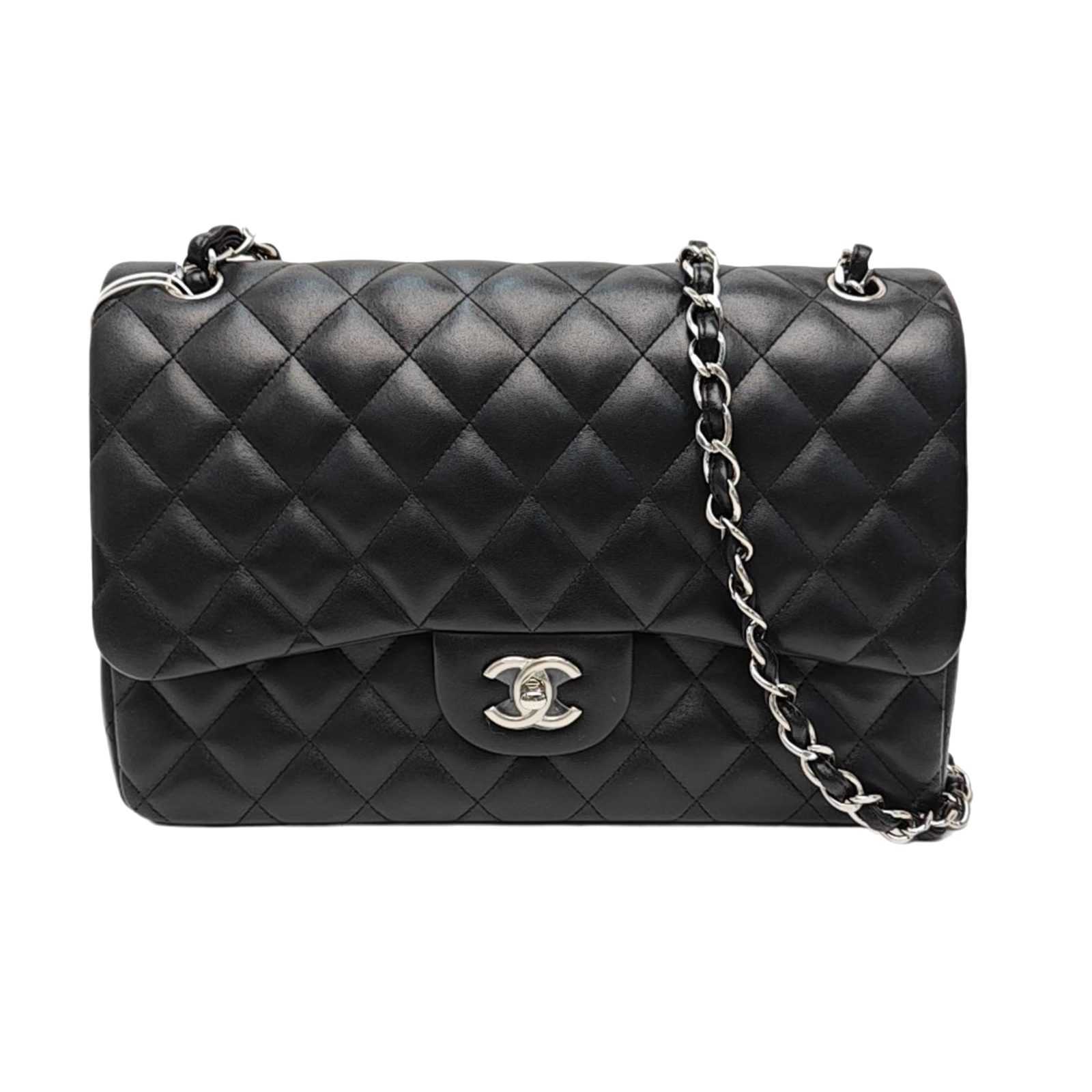 Chanel Classic Flap Schultertasche, 30 cm, Schwarz, Artikel 938103115102, Lammleder, Fotografiere 1