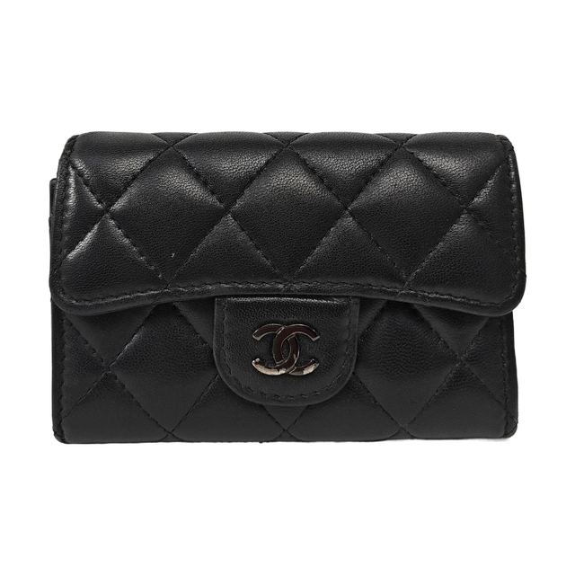 Chanel Classic Flap Kartenetui, 11.5 cm, Schwarz, Lammleder