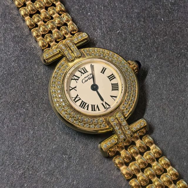 Cartier Vermeil Colisée Uhr, 24 mm, Champagnerfarben Zifferblatt, Artikel 939745890302