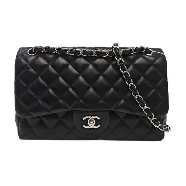 Chanel Classic Flap Schultertasche, 30 cm, Schwarz, Artikel 942272790957, Lammleder