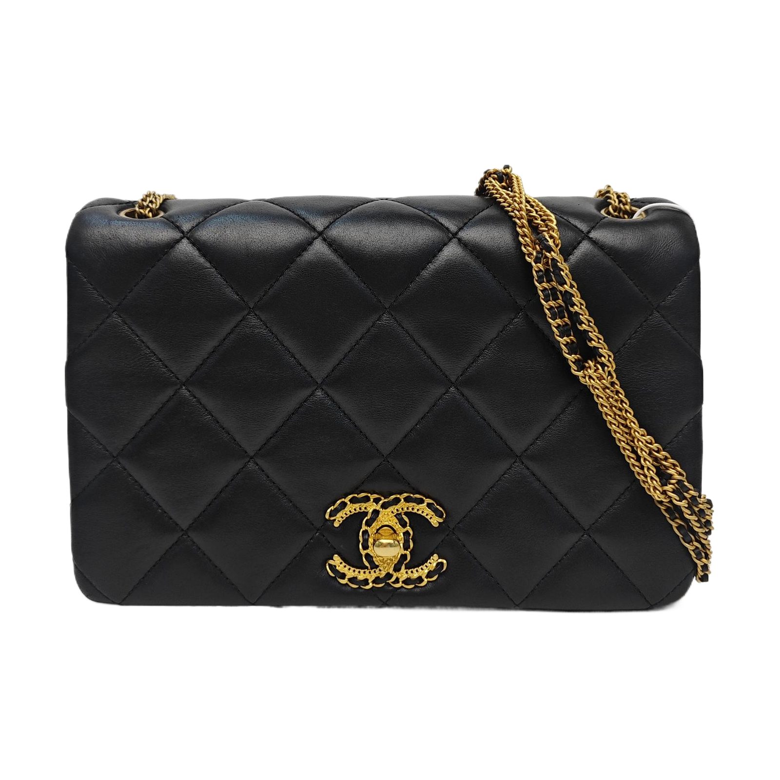 Chanel Mini Flap Bag sac, 22 cm, noir, article 942828896138, cuir d’agneau, photographier 1