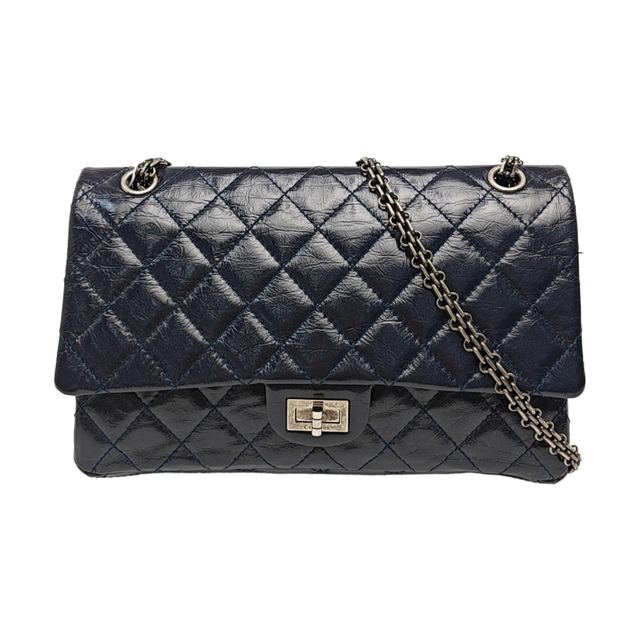 Chanel 2.55 Schultertasche, 28 cm, Blau, Artikel 942836953442, Kalbsleder, Leder