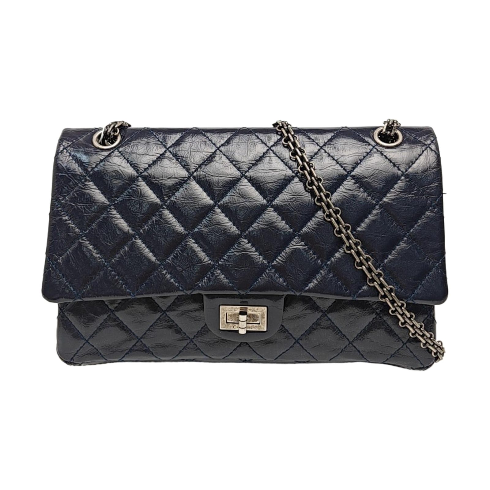 Chanel 2.55 Schultertasche, 28 cm, Blau, Artikel 942836953442, Kalbsleder, Leder, Fotografiere 1
