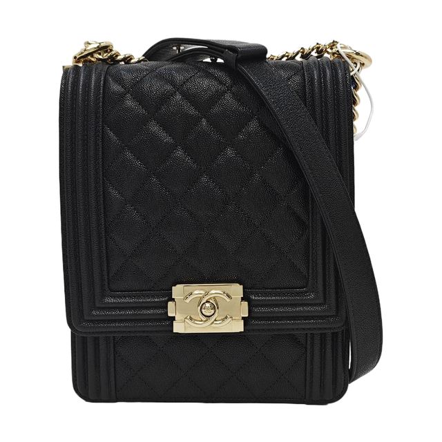 Chanel Boy Schultertasche, 16 cm, Schwarz, Leder