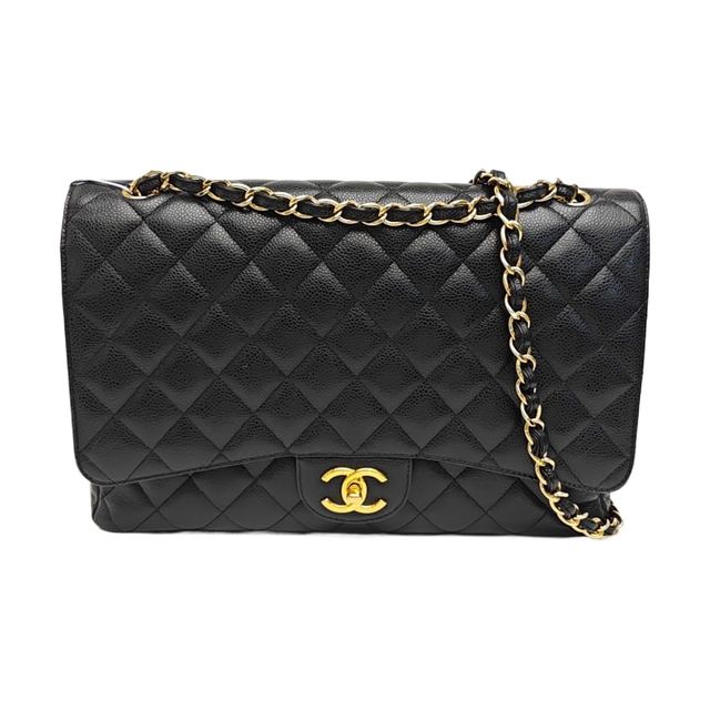 Chanel Classic Flap Maxi Schultertasche, 33 cm, Schwarz, Artikel 945205567578, Leder