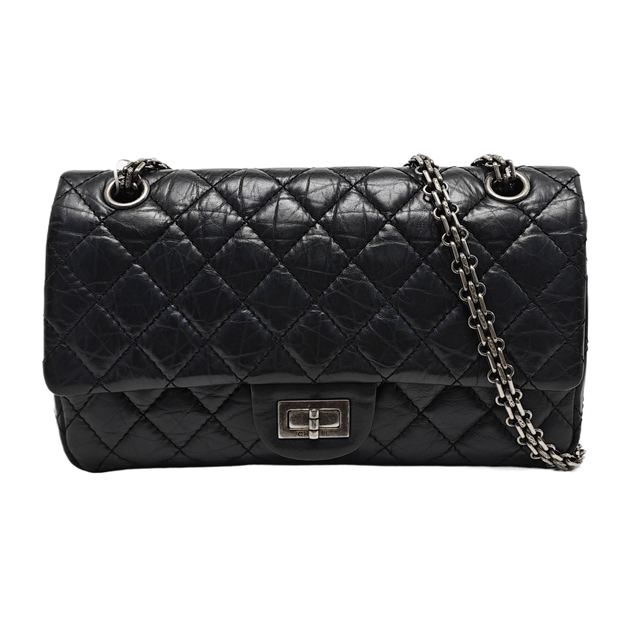 Chanel 2.55 Schultertasche, 24 cm, Schwarz, Artikel 945994420840, Leder