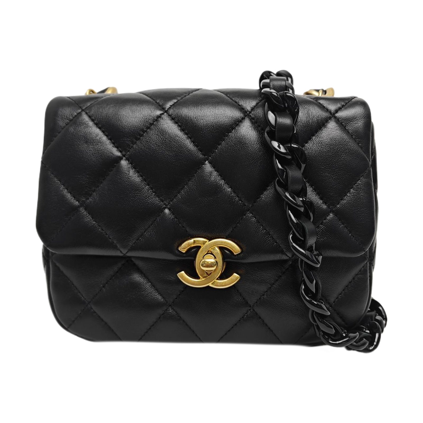Chanel Classic Flap Schultertasche, 18 cm, Schwarz, Artikel 948428348624, Lammleder, Fotografiere 1