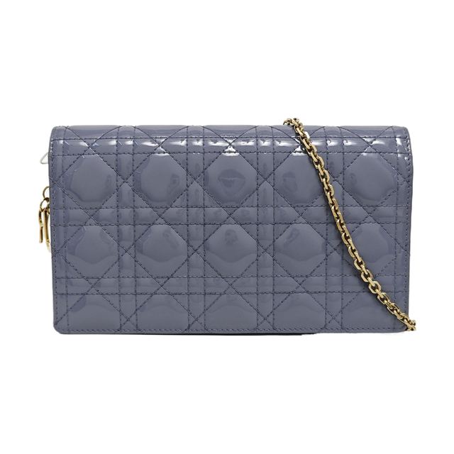 Dior Lady Dior Schultertasche, Blau, Lackleder