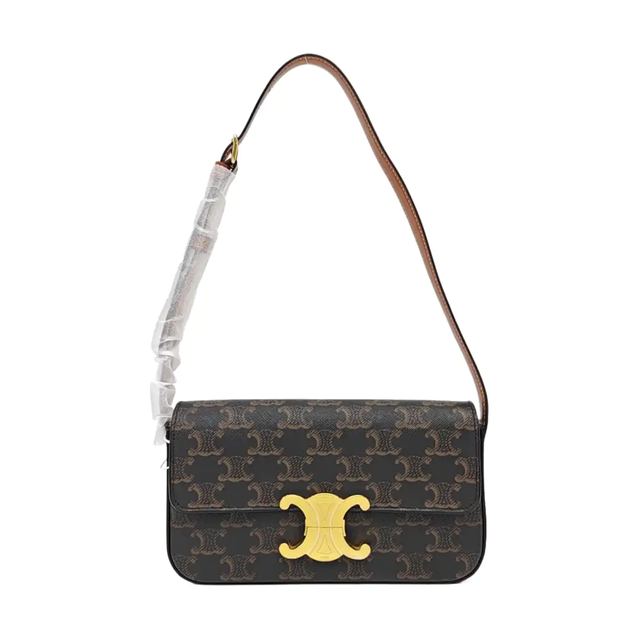Celine Teen Triomphe Schultertasche, 20 cm, Schwarz