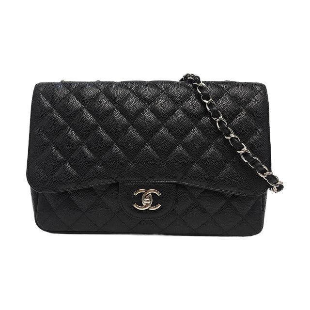 Chanel Classic Flap Schultertasche, 30 cm, Schwarz, Artikel 950287735587, Leder
