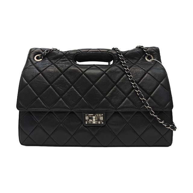 Chanel 2.55 Handtasche, 36 cm, Schwarz, Leder