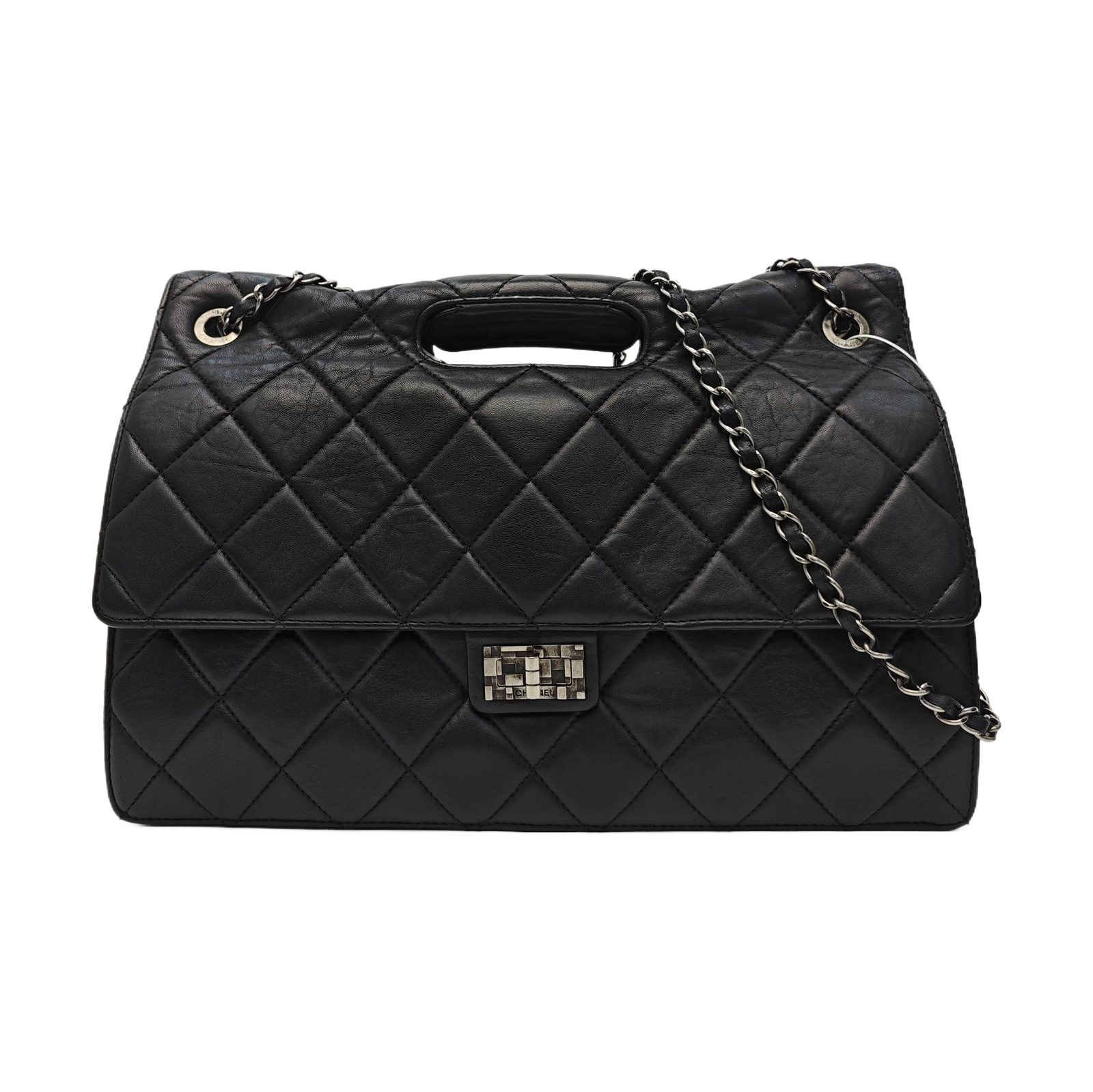 Chanel 2.55 Handbag, 36 cm, black, Leather, photograph 1