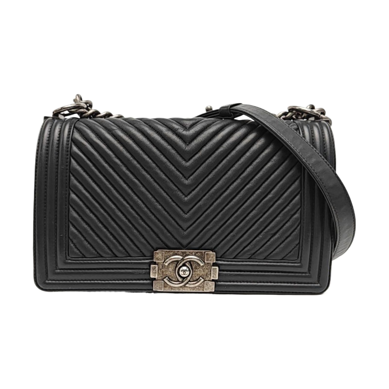 Chanel Boy Schultertasche, 25 cm, Schwarz, Artikel 951381963624, Lammleder, Fotografiere 1