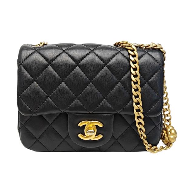 Chanel Classic Flap Schultertasche, 17 cm, Schwarz, Artikel 952675166927, Lammleder