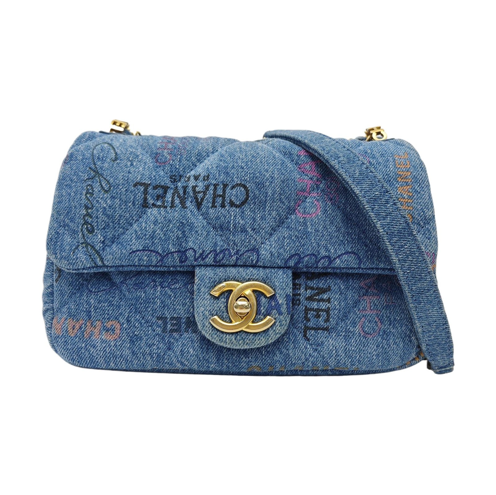 Chanel Classic Flap sac porté épaule, 21 cm, bleu, photographier 1