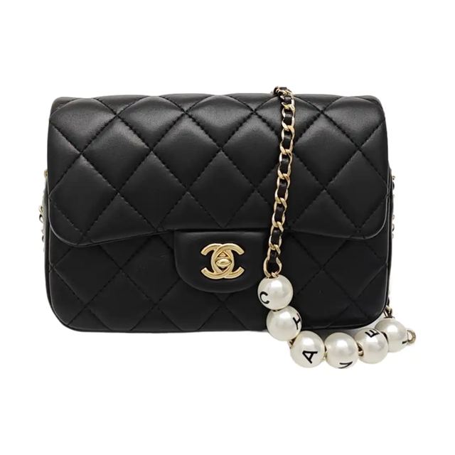 Chanel Classic Flap Schultertasche, 21 cm, Schwarz