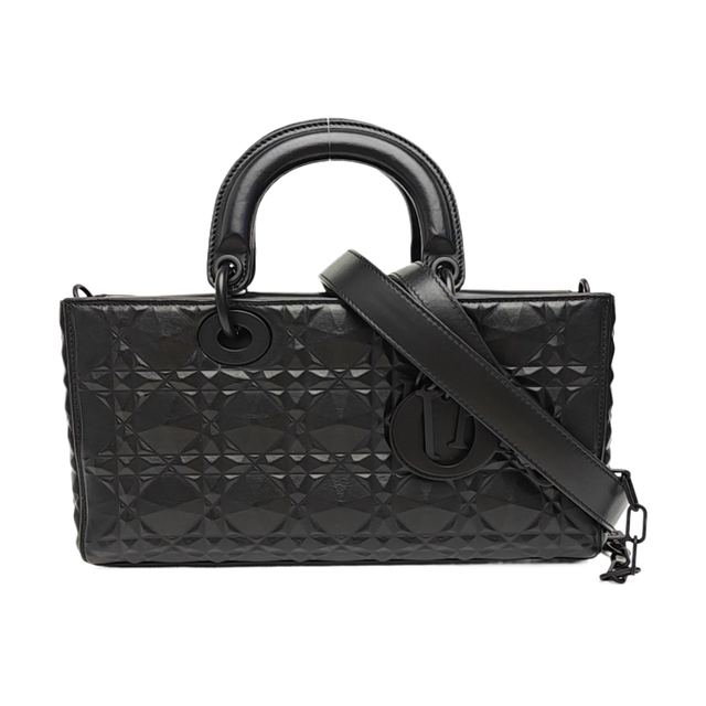 Dior Lady Schultertasche, 26 cm, Schwarz, Leder