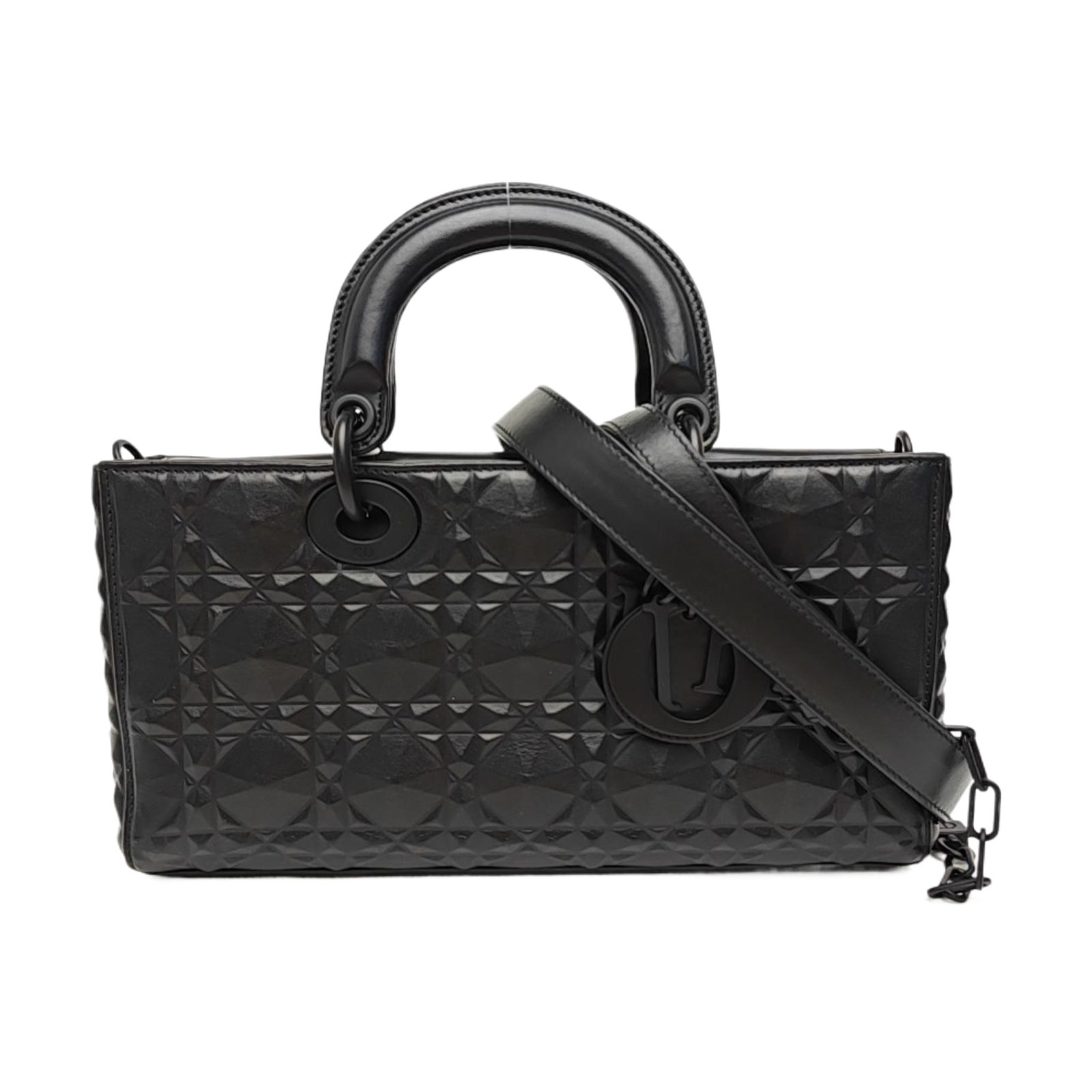 Dior Lady Schultertasche, 26 cm, Schwarz, Leder, Fotografiere 1