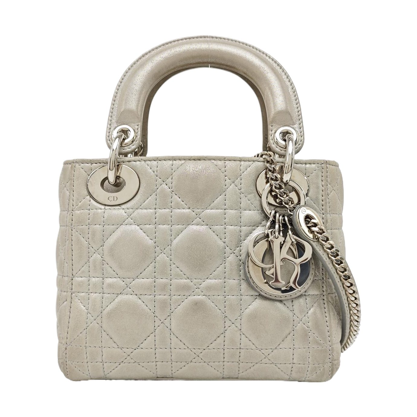 Dior Lady Dior sac à main, 17 cm, gris, cuir d’agneau, photographier 1