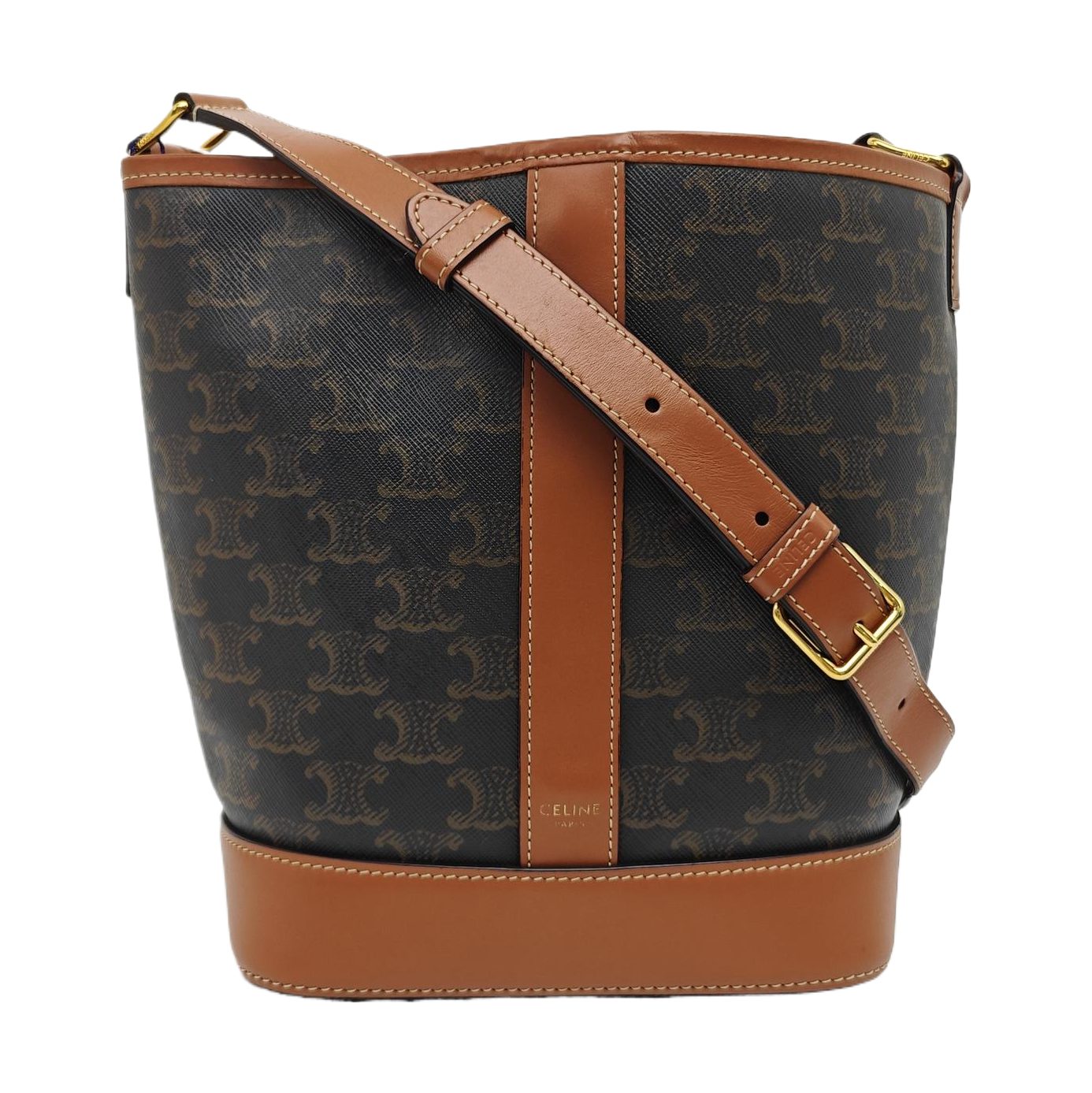 Celine Small Bucket Shoulder Bag, 18 cm, brown, Coated canvas, photograph 1