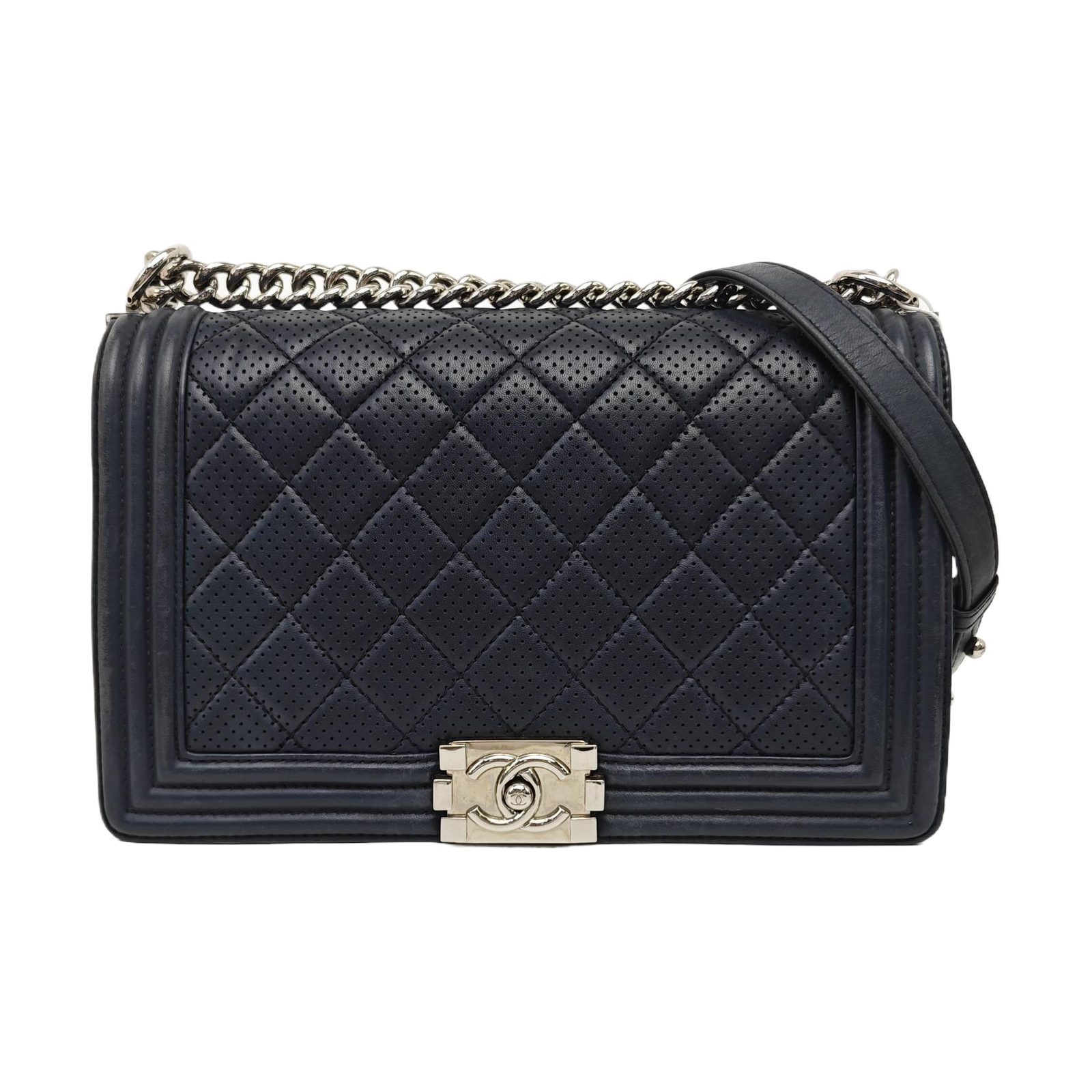Chanel Boy Schultertasche, 28 cm, Blau, Artikel 963224993118, Lammleder, Fotografiere 1