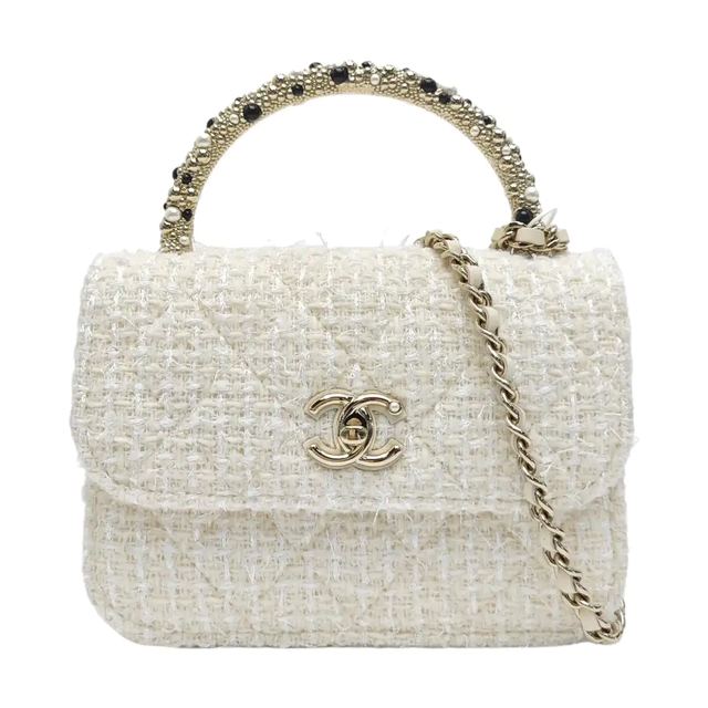 Chanel Classic Flap Handtasche, 15 cm, Weiß