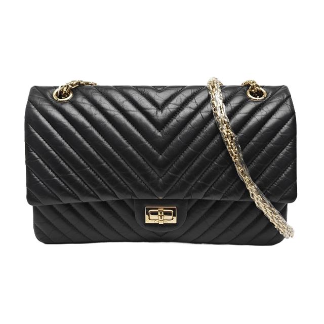 Chanel 2.55 Schultertasche, 28 cm, Schwarz, Artikel 967572439760, Leder