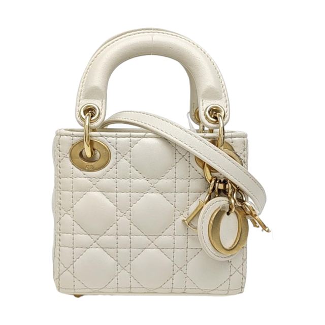 Dior Lady Dior Handtasche, 12 cm, Weiß, Artikel 970635529731, Lammleder