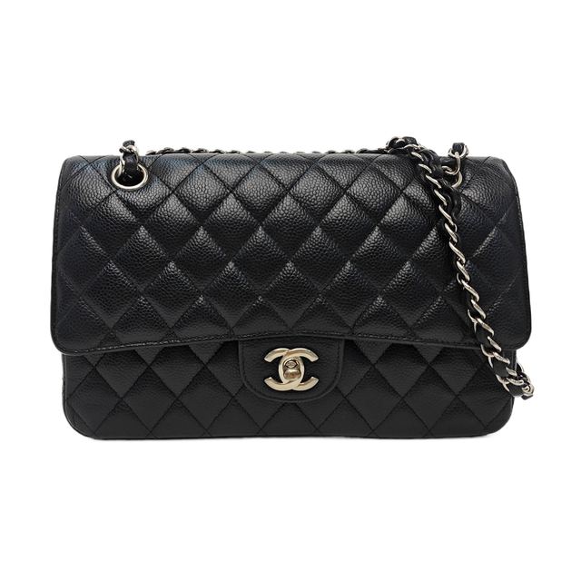 Chanel Classic Flap Schultertasche, 25.5 cm, Schwarz, Artikel 970837522546, Leder