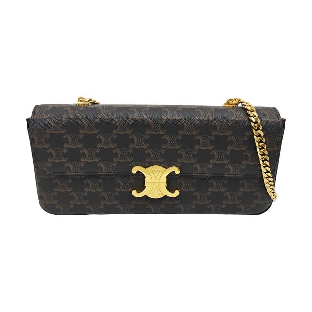 Celine Triomphe Handtasche, 29 cm, Braun, beschichtetes Canvas