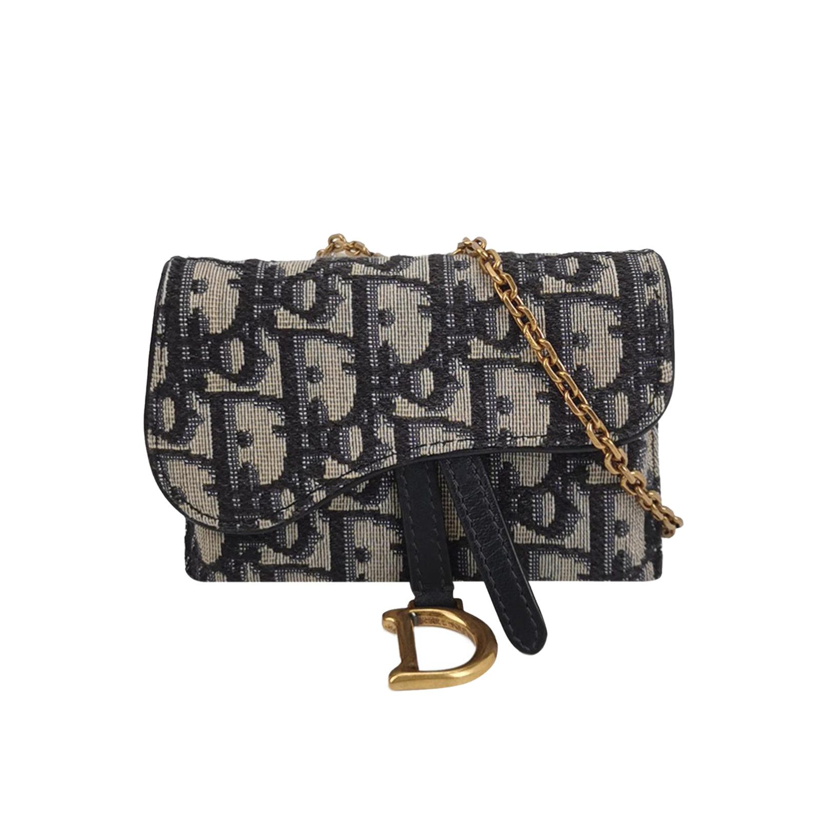 Dior Saddle Shoulder Bag, 11.5 cm, blue, Leather, Canvas, photograph 1